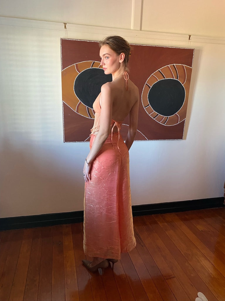 Vintage y2k orange sherbet skirt & halter set