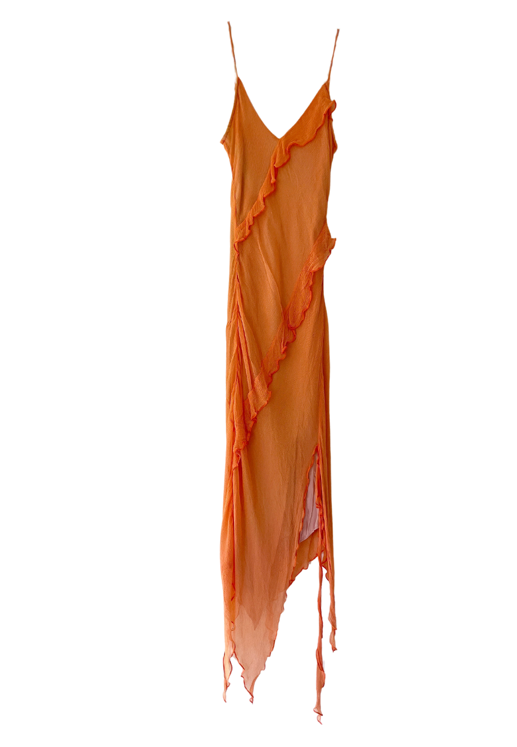 Tangerine Silk Midi Dress