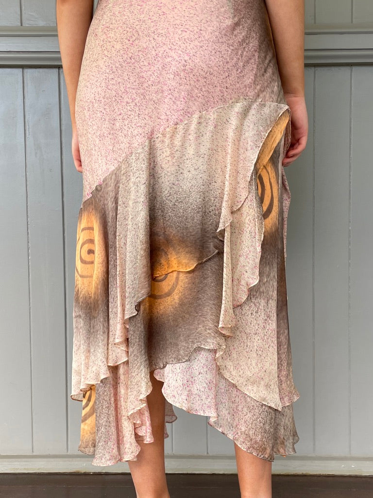 Vintage Y2K silk beaded whimsical slip dress