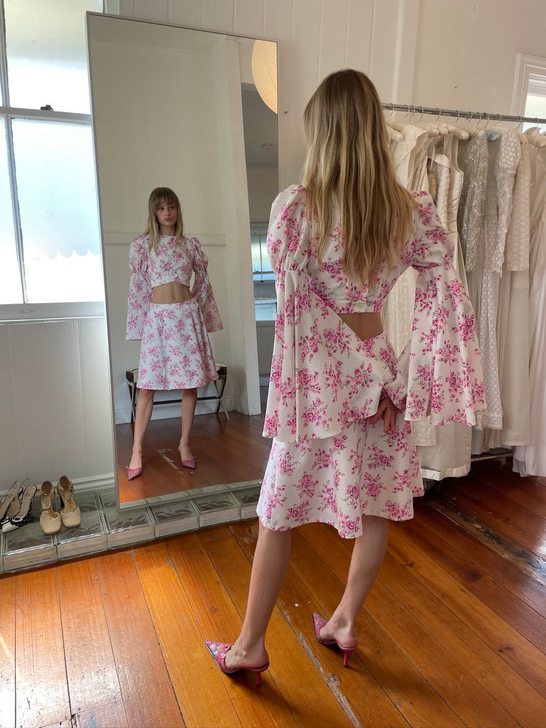 Vintage 70s floral skirt and top set