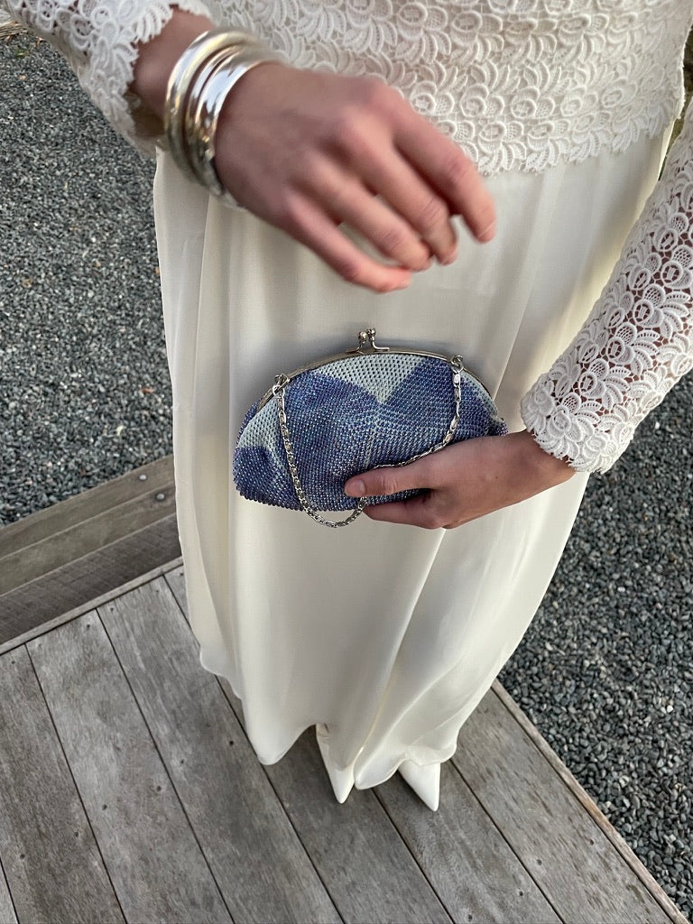 Vintage 60s blue beaded bag