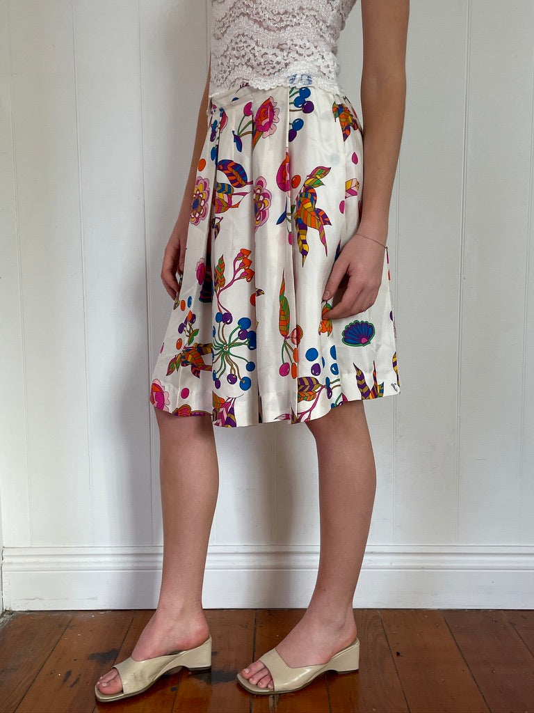 Vintage Y2K Sonia Rykiel silk floral mini skirt