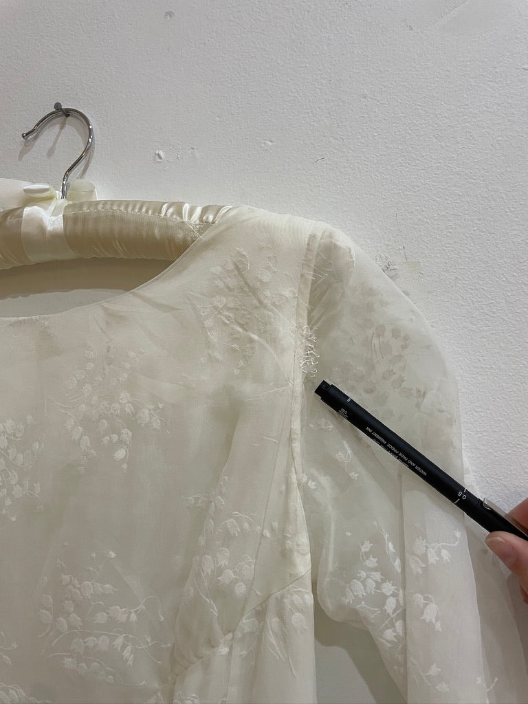 Vintage 50s Flocked Velvet Jacquard Wedding Gown with Bow Train