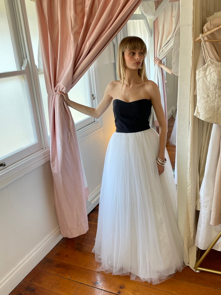 Vintage 90s two tone cupcake wedding dress