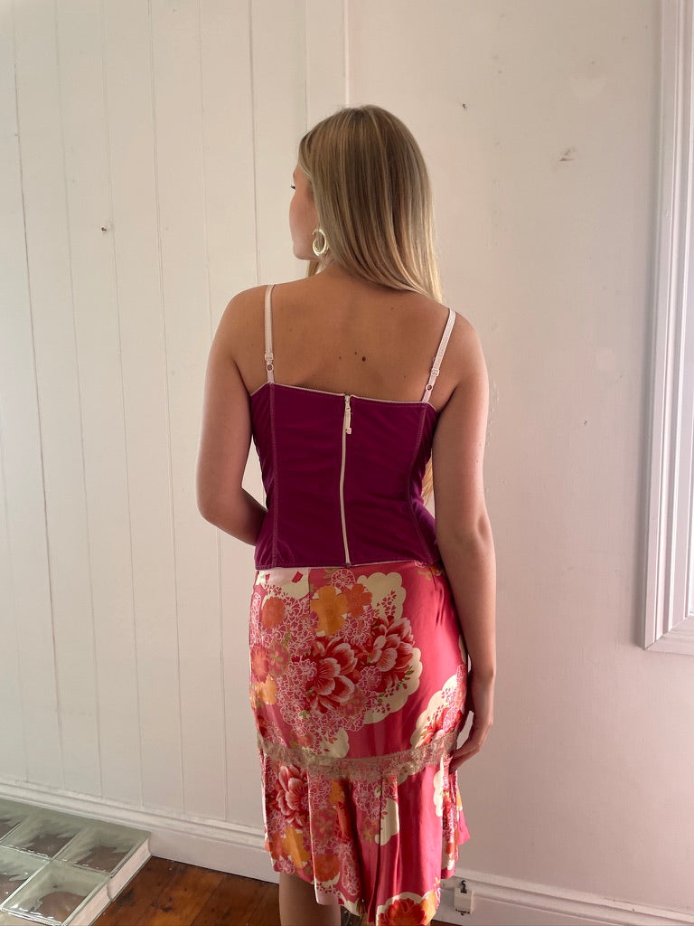 Vintage Y2K Dolce & Gabbana magenta bustier top