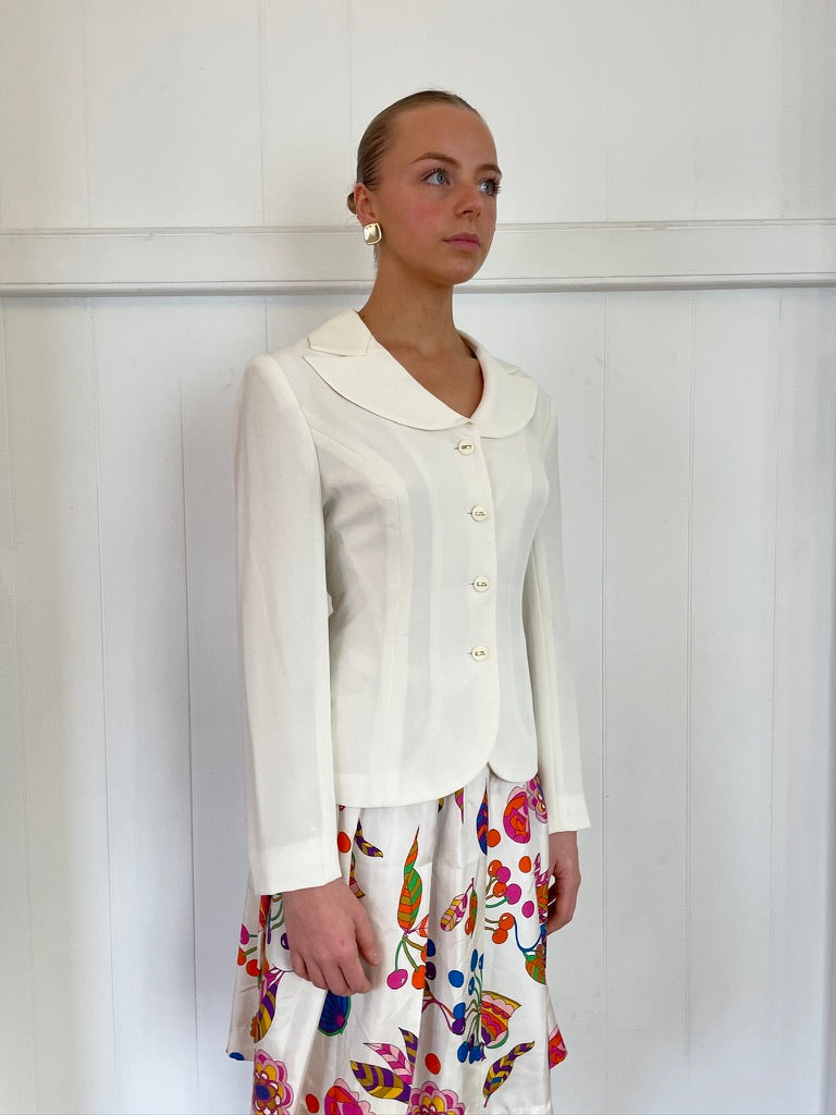 Vintage 90s cream single breasted suit jacket