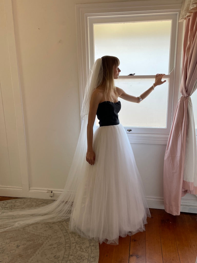 Vintage 90s two tone cupcake wedding dress