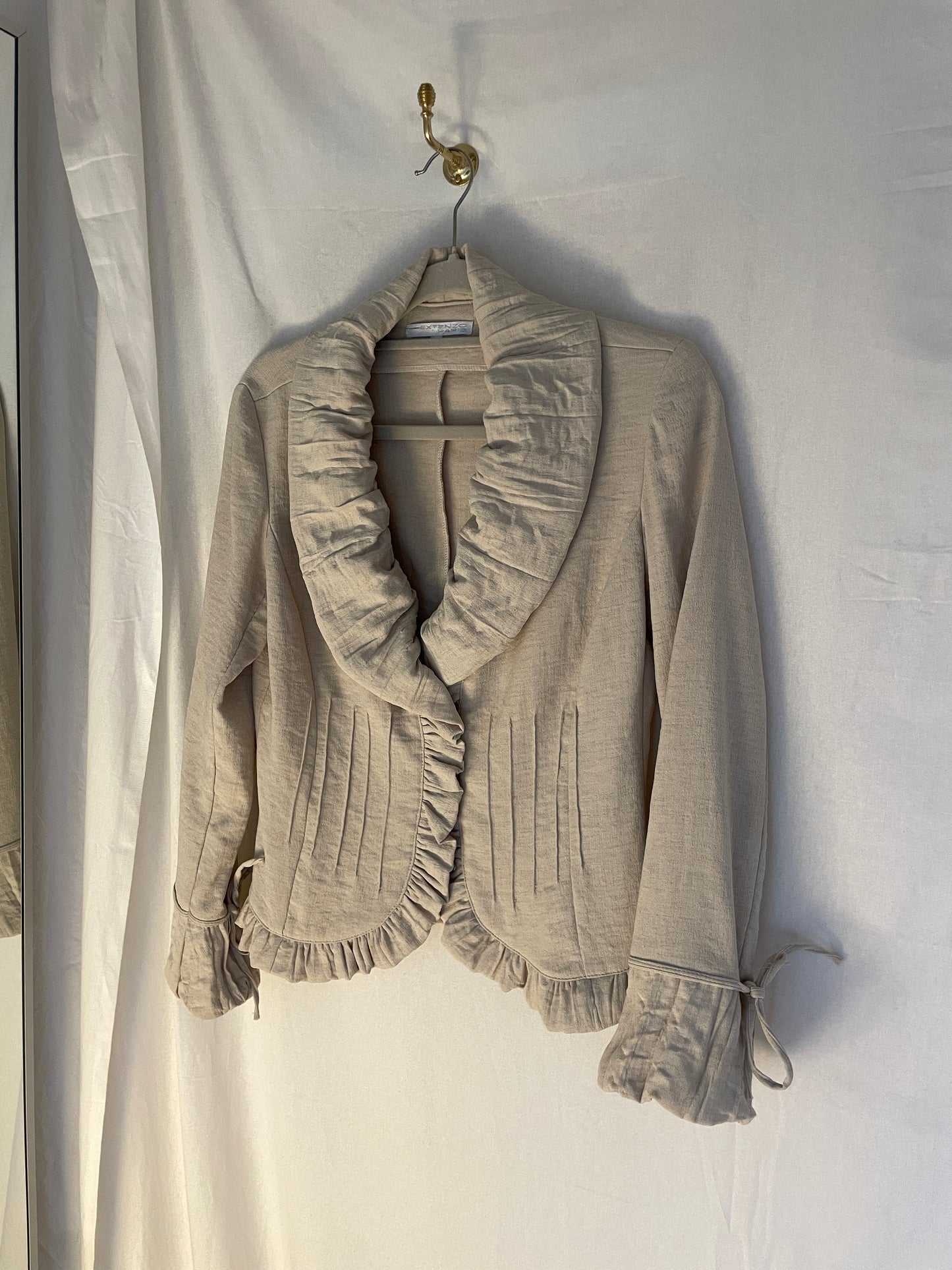 Vintage y2k french made bridal skirt suit set oatmeal