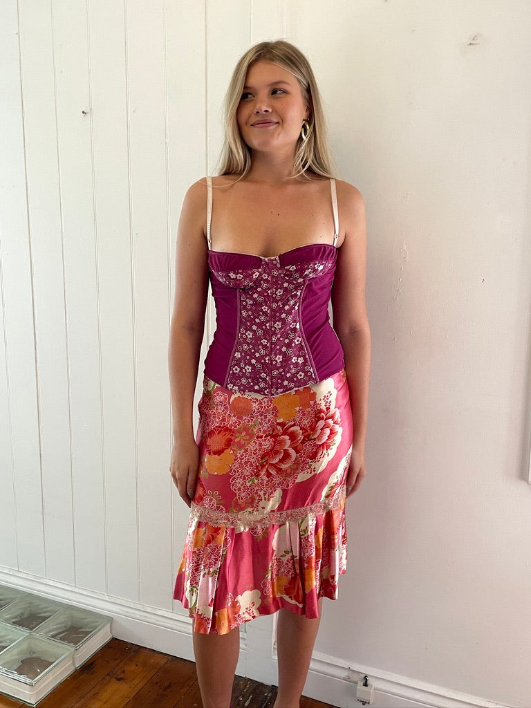 Vintage Y2K Dolce & Gabbana magenta bustier top