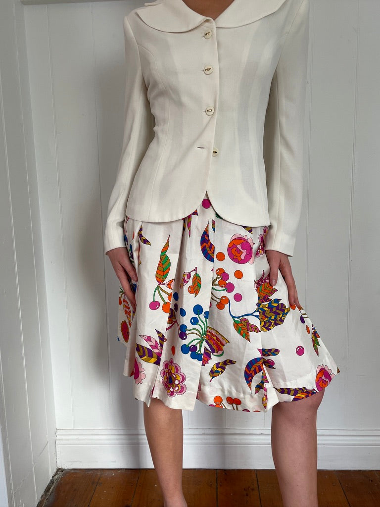 Vintage Y2K Sonia Rykiel silk floral mini skirt