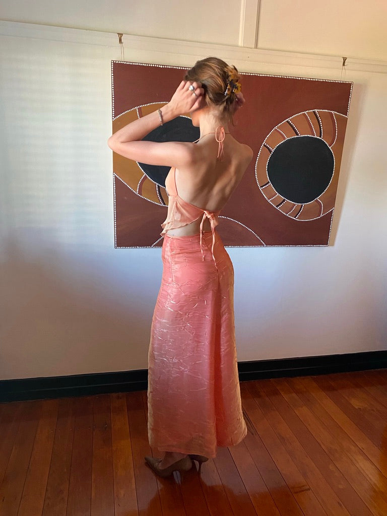 Vintage y2k orange sherbet skirt & halter set