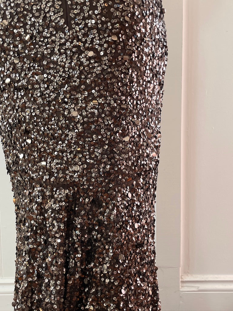 Vintage y2k bronze sequinned evening dress