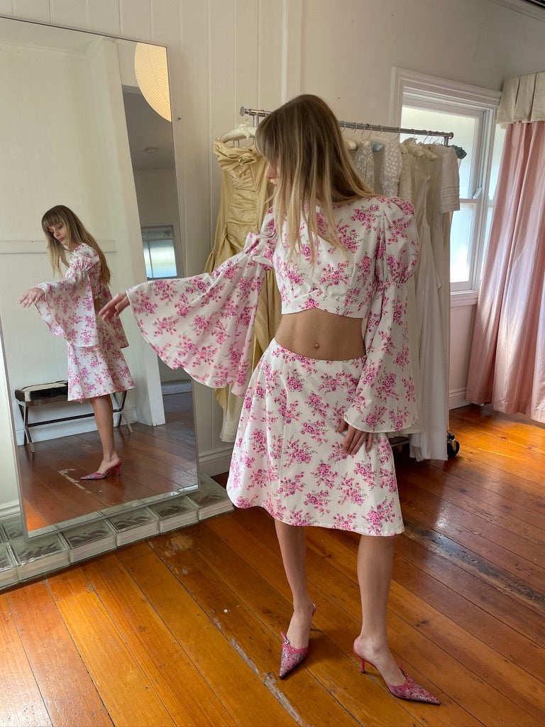 Vintage 70s floral skirt and top set