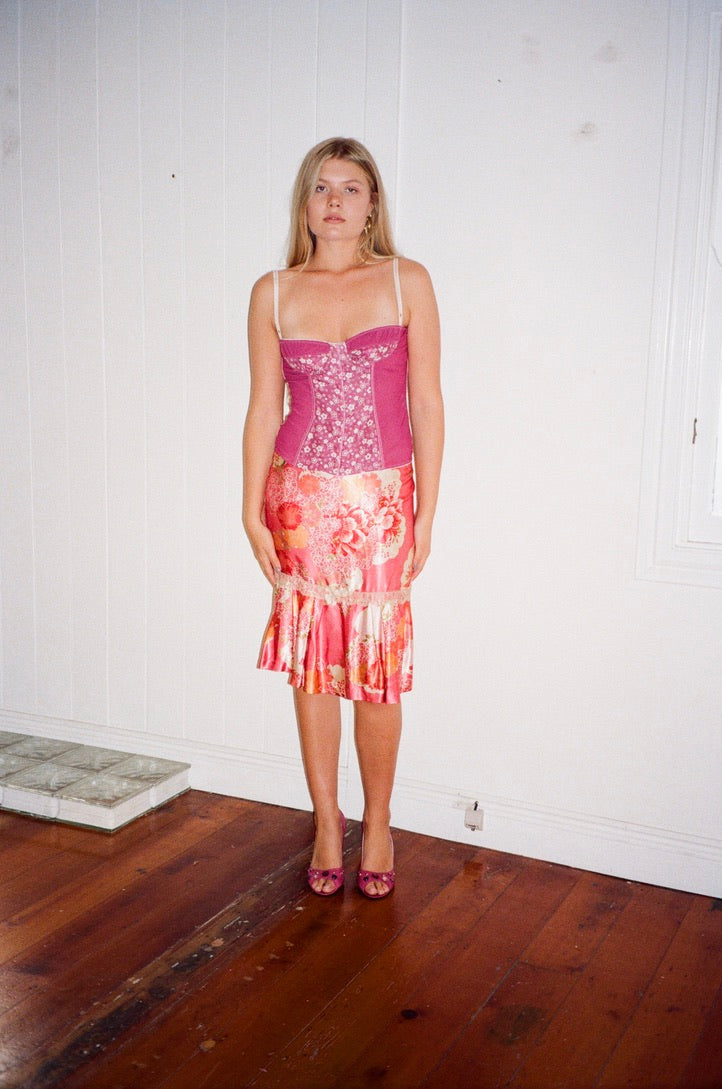 Vintage Y2K Dolce & Gabbana magenta bustier top