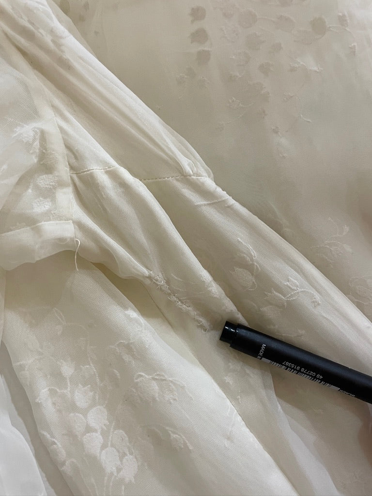 Vintage 50s Flocked Velvet Jacquard Wedding Gown with Bow Train