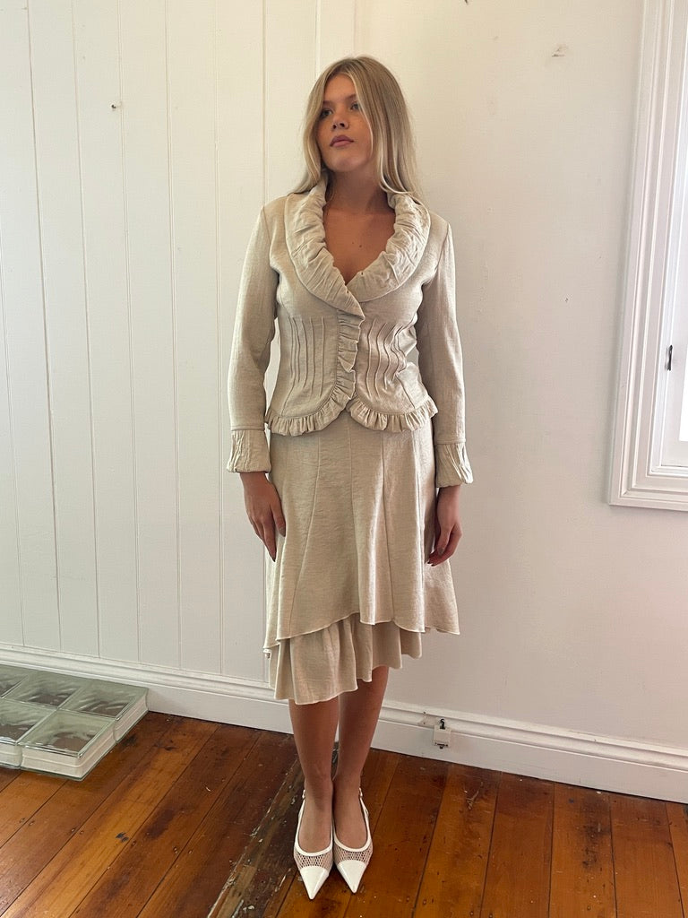 Vintage y2k oat french made skirt suit set
