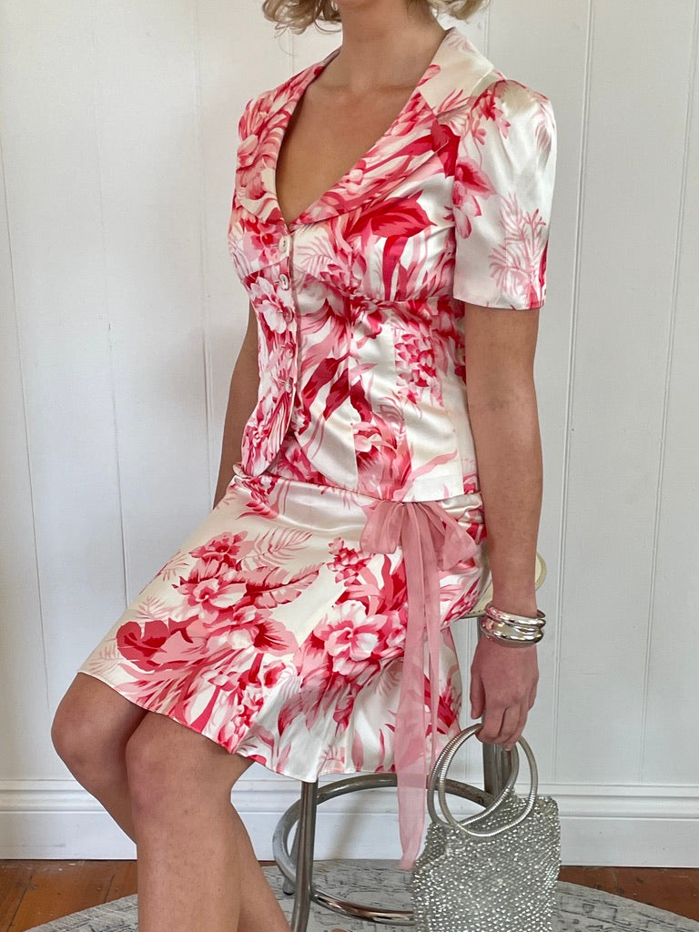 Vintage 90s floral top & skirt set
