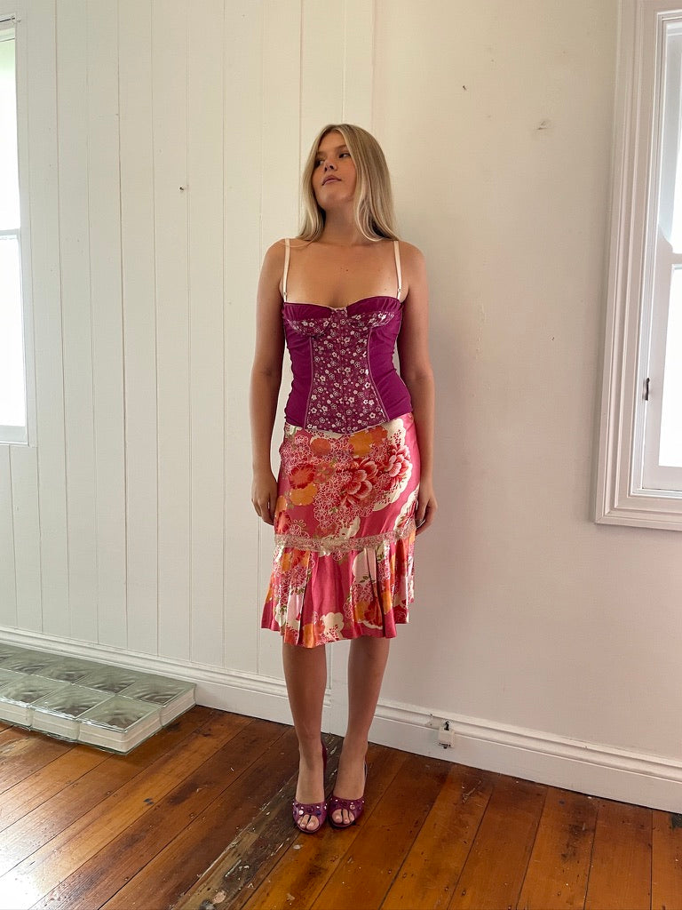 Vintage Y2K Dolce & Gabbana magenta bustier top