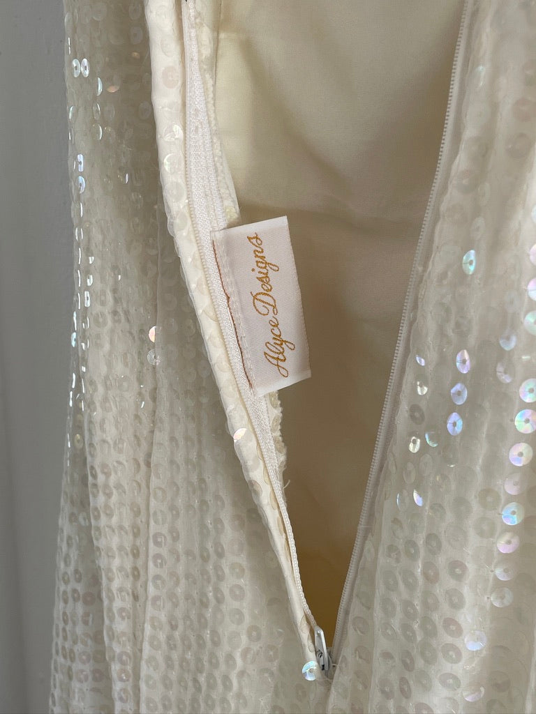 Vintage 80s cream sweetheart sequinned wedding dress