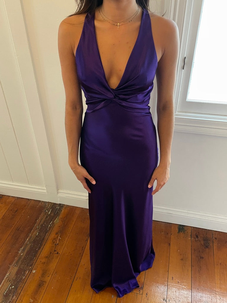 Vintage Y2K Ruth Tarvydas satin evening gown grape