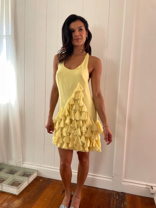 Vintage y2k lemon yellow mini dress with ruffles