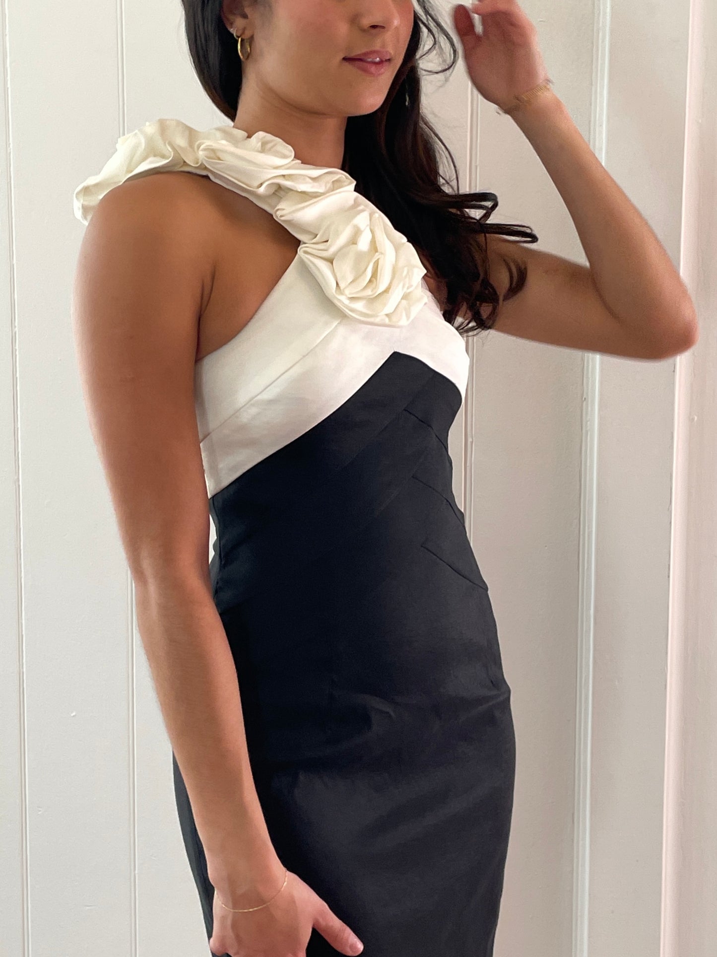 Vintage y2k Jessica McClintock black white mini dress