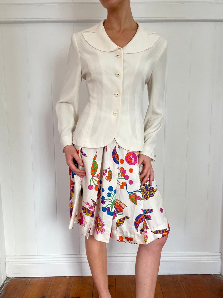 Vintage 90s cream single breasted suit jacket
