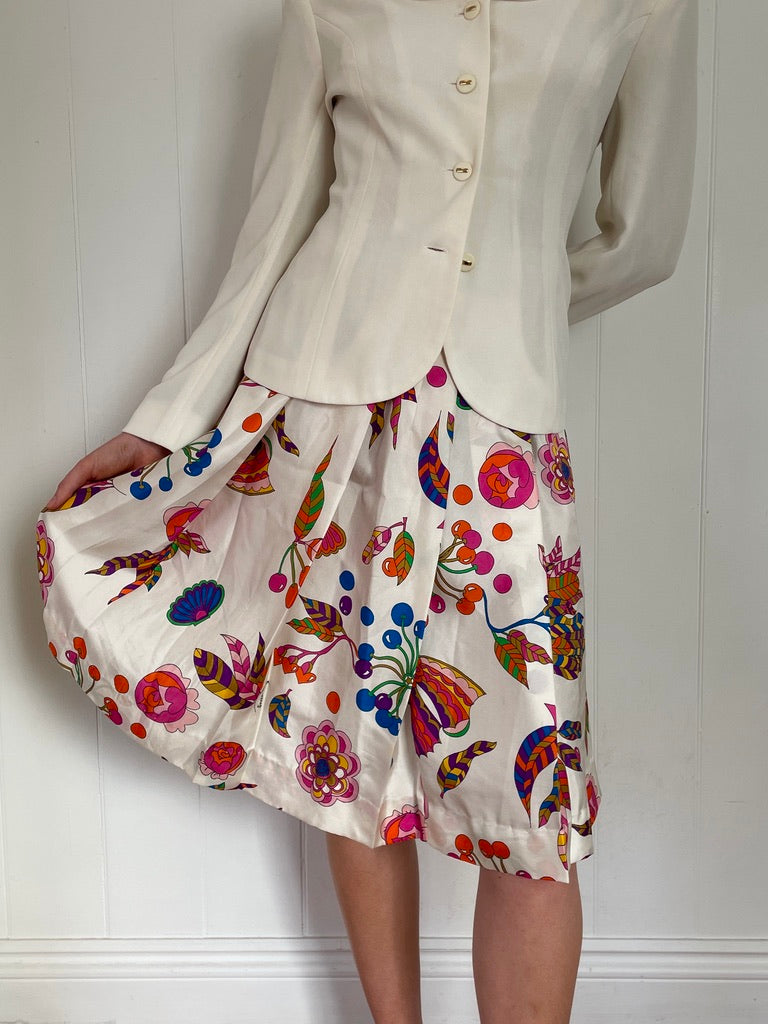 Vintage Y2K Sonia Rykiel silk floral mini skirt