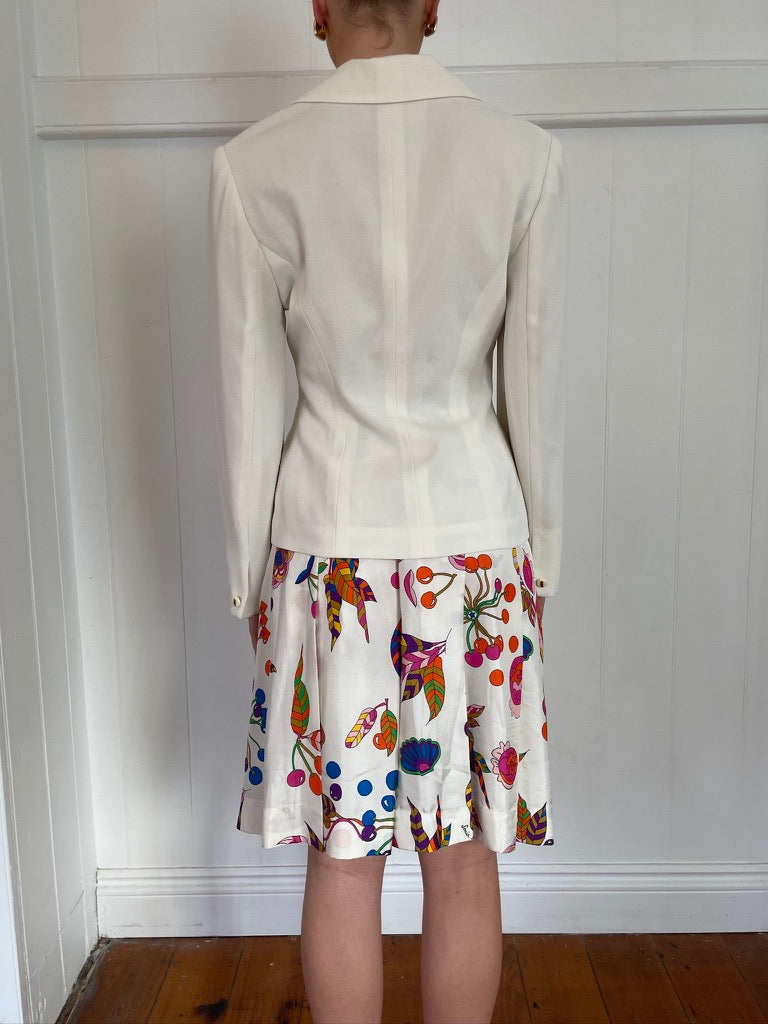 Vintage 90s cream single breasted suit jacket