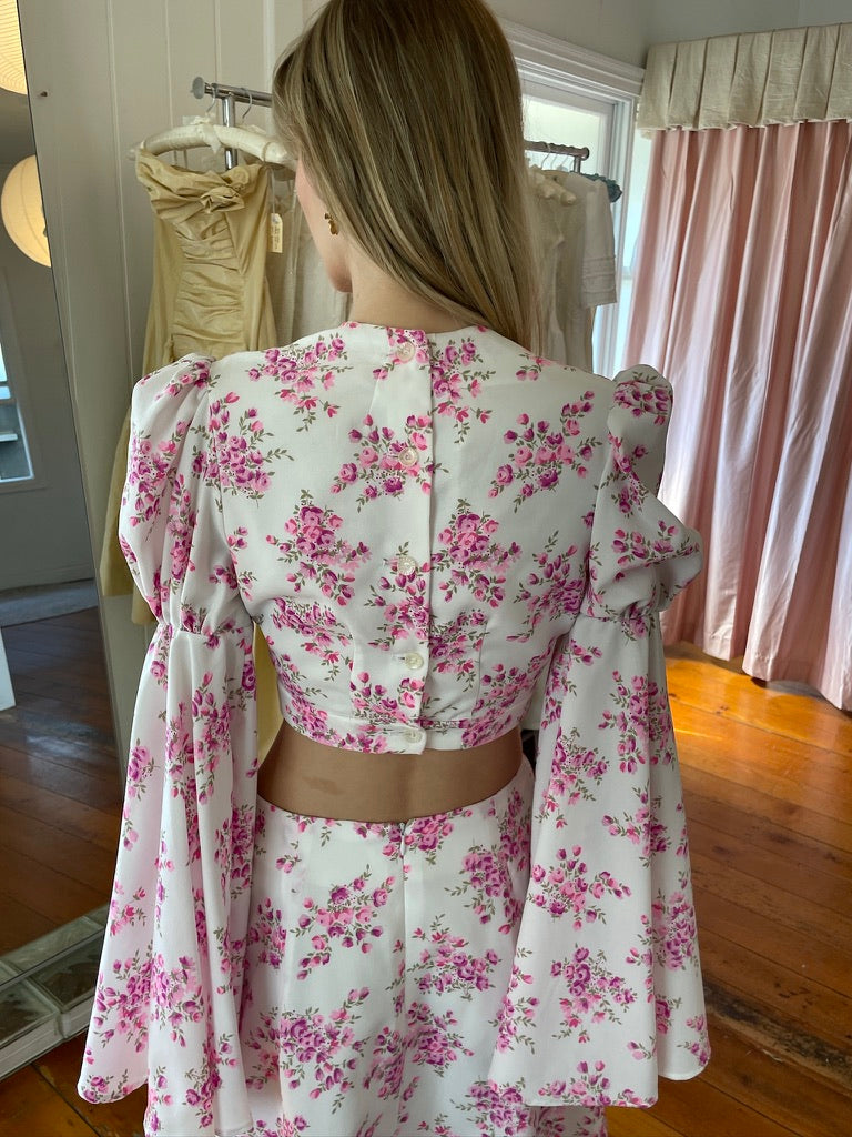 Vintage 70s floral skirt and top set