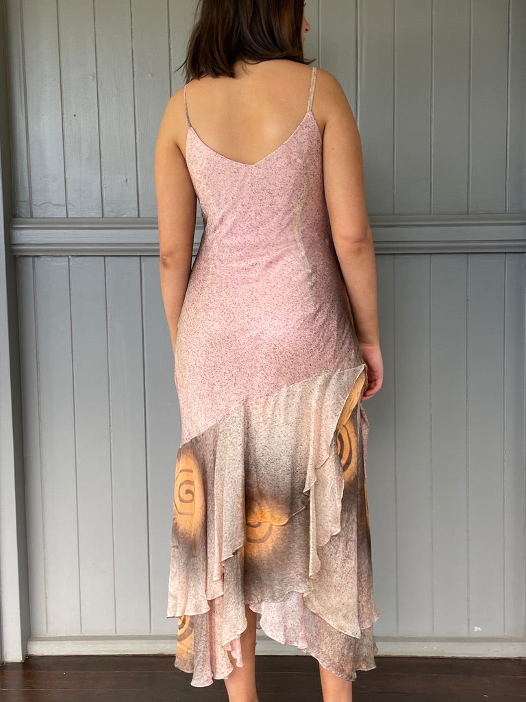 Vintage Y2K silk beaded whimsical slip dress