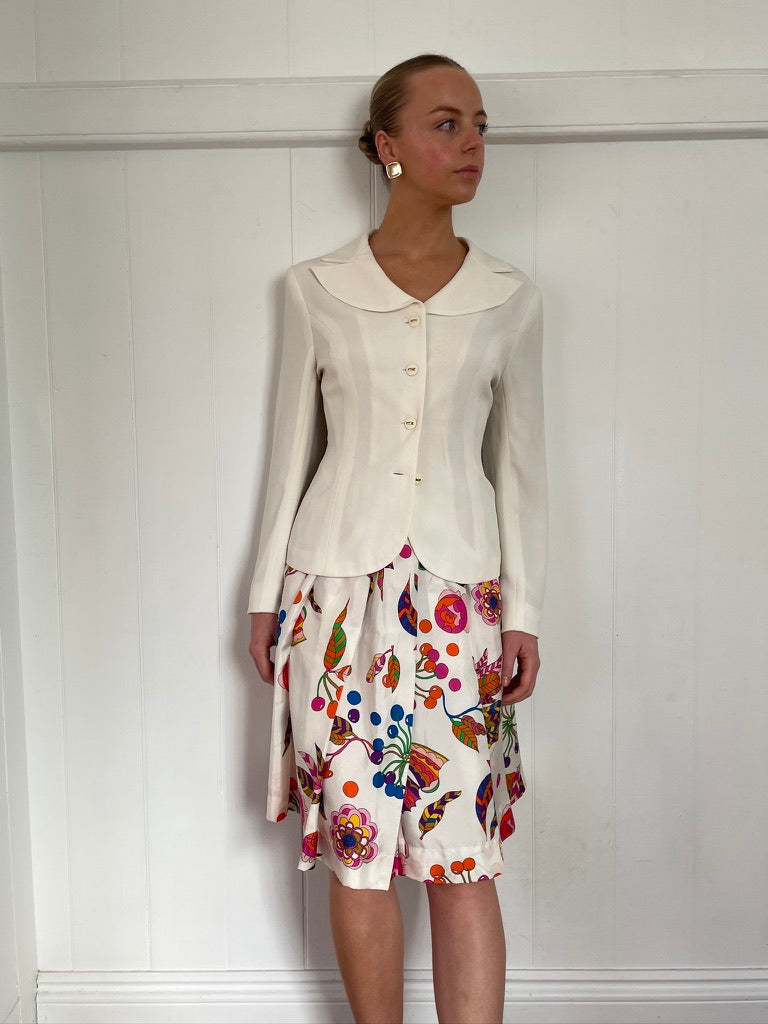 Vintage 90s cream single breasted suit jacket