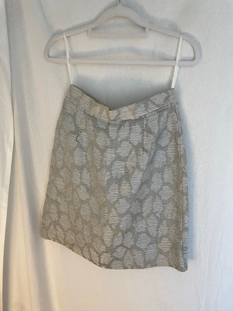 Vintage 90s Deadstock grey silk skirt top set
