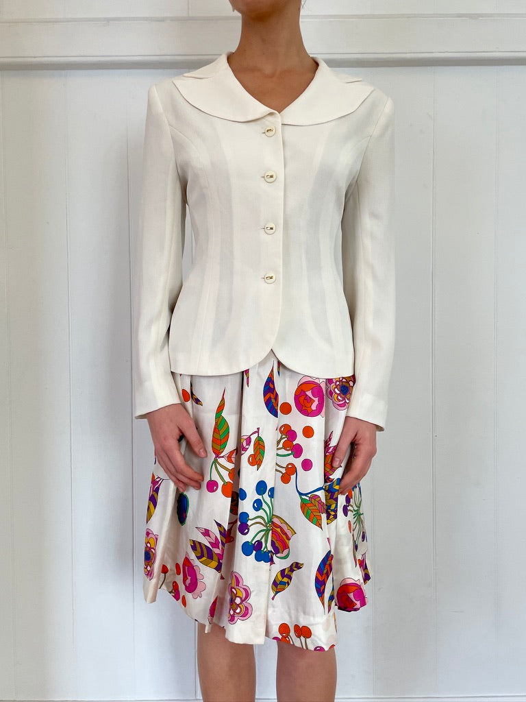 Vintage 90s cream single breasted suit jacket