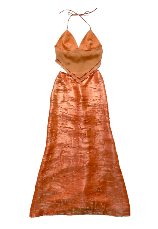 Vintage y2k orange sherbet skirt & halter set